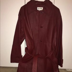 Bagatelle Burgundy leather trenchcoat